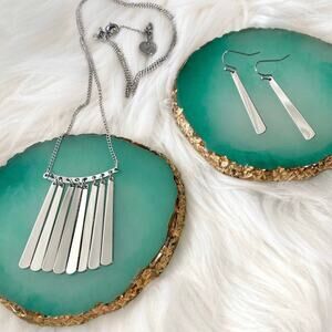 Mint Mongoose Silver Tone Necklace & Earring Hypoallergenic Costume Jewelry Set